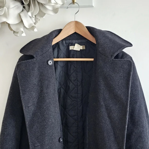 J.Crew Charcoal Wool Cashmere Peacoat Jacket Quilted Lining Womens Size M - Picture 7 of 15